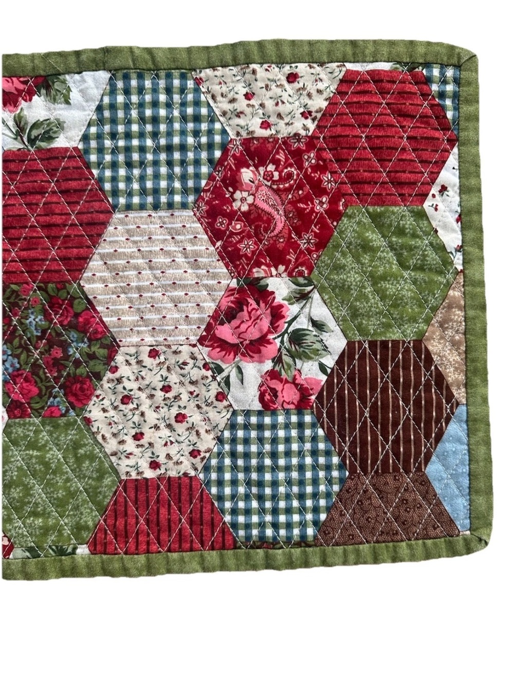 Handmade Double-Sided Quilted Patchwork Floral Table Runner Country Farmhouse